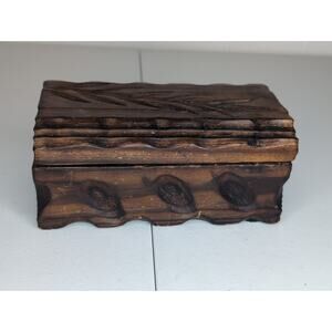 Lobeco Art of Spain Hand Carved Trinket Box Wood Log Artisan Arts & Crafts